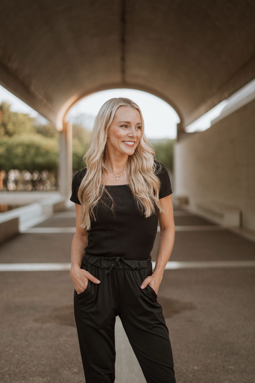 Emily Kaellner, LMT, founder of Modern Massage, in a Dallas–Fort Worth park